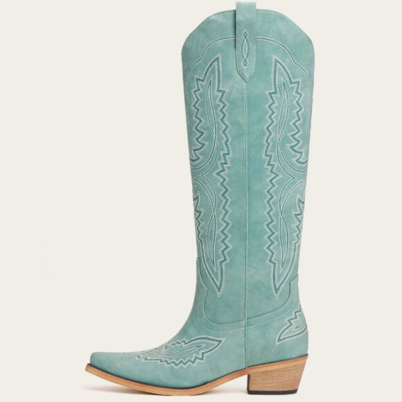 RED TOP COWBOY BOOTS -JOSIE SAGE GREEN - Picture 1 of 2
